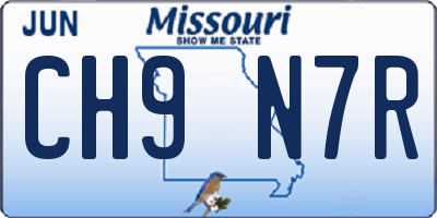 MO license plate CH9N7R