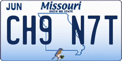 MO license plate CH9N7T