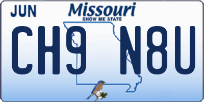 MO license plate CH9N8U