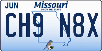 MO license plate CH9N8X