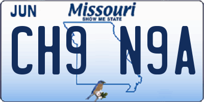 MO license plate CH9N9A