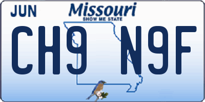 MO license plate CH9N9F