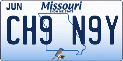 MO license plate CH9N9Y