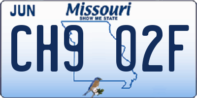 MO license plate CH9O2F