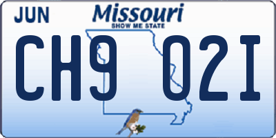 MO license plate CH9O2I