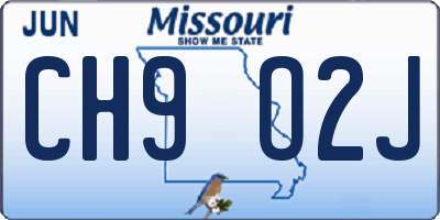 MO license plate CH9O2J