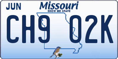 MO license plate CH9O2K
