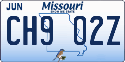 MO license plate CH9O2Z