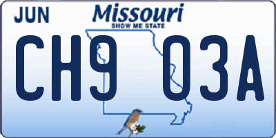 MO license plate CH9O3A