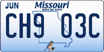 MO license plate CH9O3C