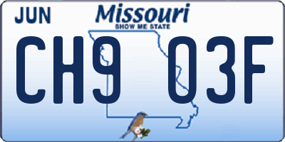 MO license plate CH9O3F