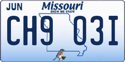 MO license plate CH9O3I