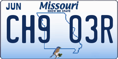 MO license plate CH9O3R