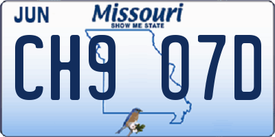 MO license plate CH9O7D
