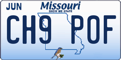 MO license plate CH9P0F