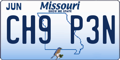 MO license plate CH9P3N