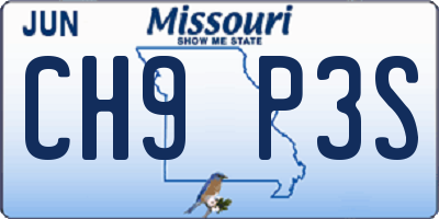 MO license plate CH9P3S