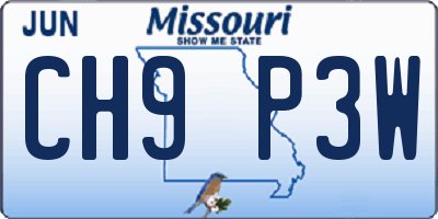 MO license plate CH9P3W