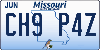 MO license plate CH9P4Z
