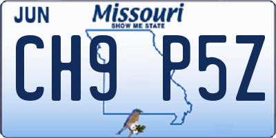MO license plate CH9P5Z