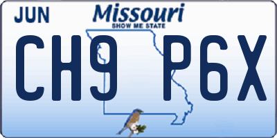 MO license plate CH9P6X