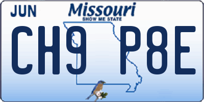 MO license plate CH9P8E