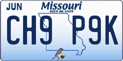 MO license plate CH9P9K