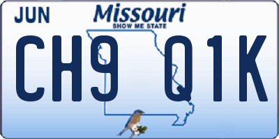 MO license plate CH9Q1K