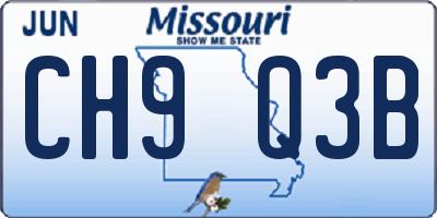 MO license plate CH9Q3B