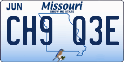 MO license plate CH9Q3E