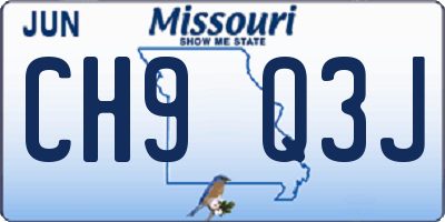 MO license plate CH9Q3J