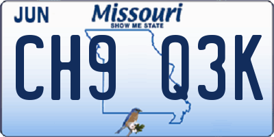 MO license plate CH9Q3K