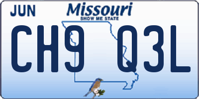 MO license plate CH9Q3L