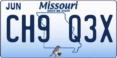MO license plate CH9Q3X