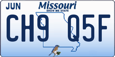 MO license plate CH9Q5F