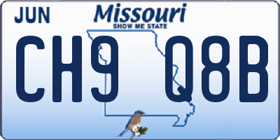 MO license plate CH9Q8B