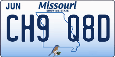 MO license plate CH9Q8D