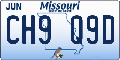MO license plate CH9Q9D
