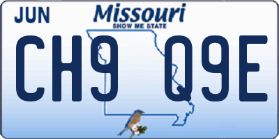 MO license plate CH9Q9E