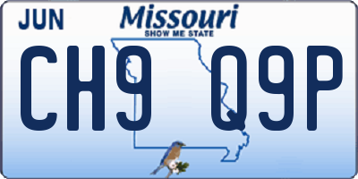 MO license plate CH9Q9P