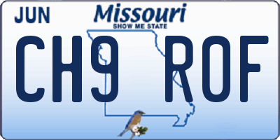 MO license plate CH9R0F