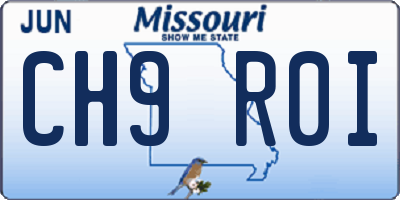 MO license plate CH9R0I