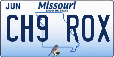 MO license plate CH9R0X