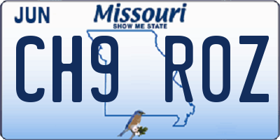 MO license plate CH9R0Z