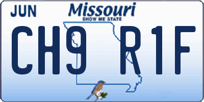 MO license plate CH9R1F