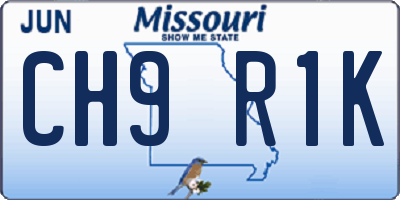 MO license plate CH9R1K