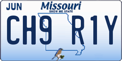 MO license plate CH9R1Y