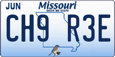 MO license plate CH9R3E