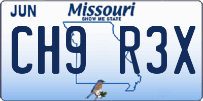 MO license plate CH9R3X