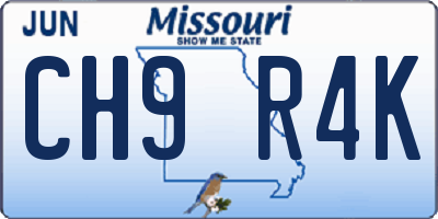 MO license plate CH9R4K